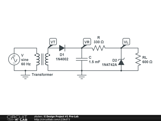 E Design Project #1 Pre-Lab - CircuitLab