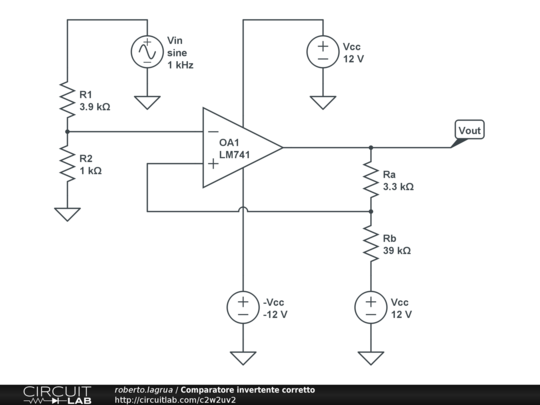 Comparatore invertente corretto - CircuitLab