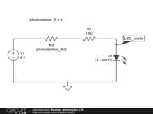 Resistor, photoresistor, LED