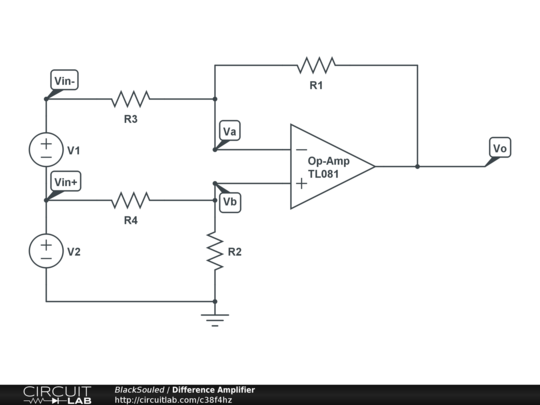 Difference Amplifier - CircuitLab