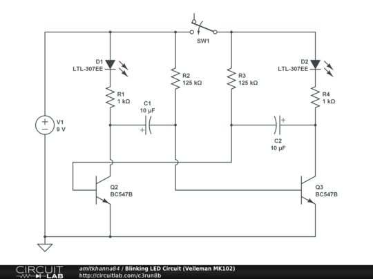 Blinking Led Circuit (velleman Mk102) - Circuitlab