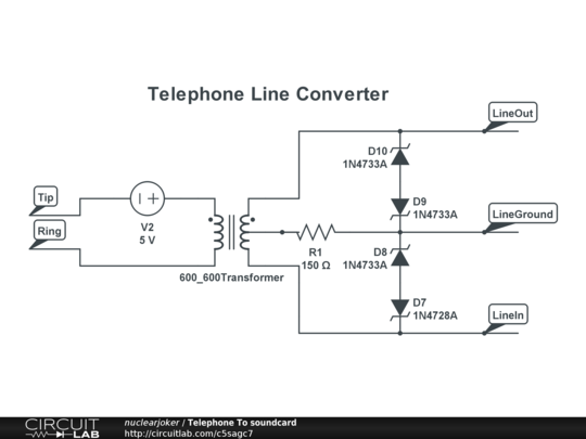 Telephone To soundcard - CircuitLab