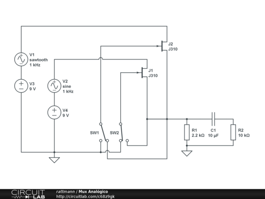 Mux Analógico - Circuitlab