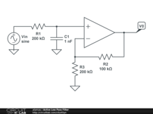 First Order Active Low Pass Filter (Sallen-Key)