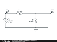 . Circuit de integrare RL în tensiune:R1,L1