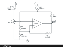 Chapter 8, Positive Feedback in OpAmps: The comparator and Schmitt trigger, simulation hysteresis check