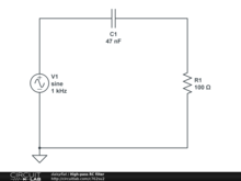 High-pass RC filter