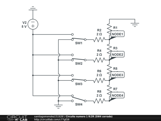 Circuito R/2R (SW4 voltaje) - CircuitLab