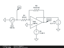 Chapter 6, Basic operational amplifier circuits, Inverting and non-inverting amplifier at high frequencies, inverting amplifier with gain -10