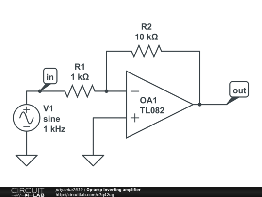 Op-amp Inverting Amplifier - CircuitLab