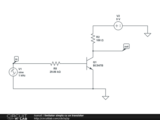 limitator simplu cu un tranzistor - CircuitLab