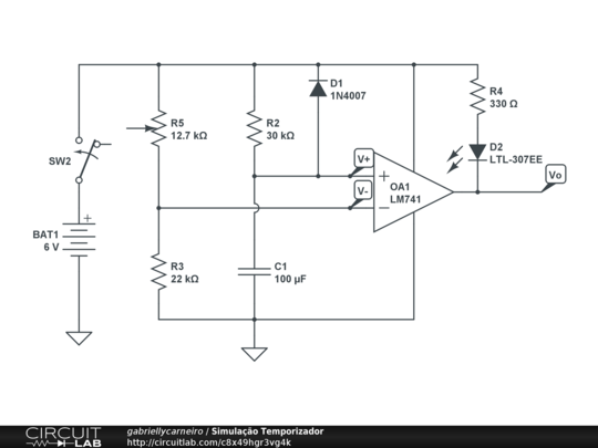 Simulação Temporizador - CircuitLab