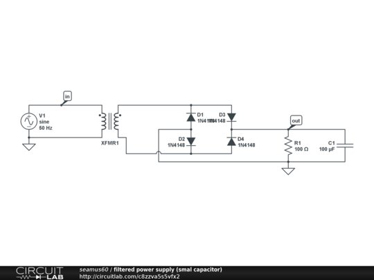 filtered power supply (smal capacitor) - CircuitLab