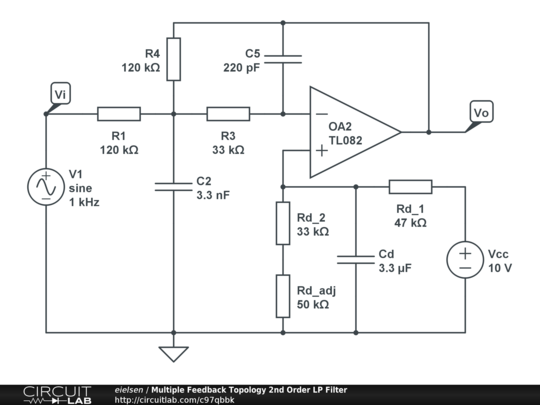 Multiple Feedback Topology 2nd Order LP Filter - CircuitLab