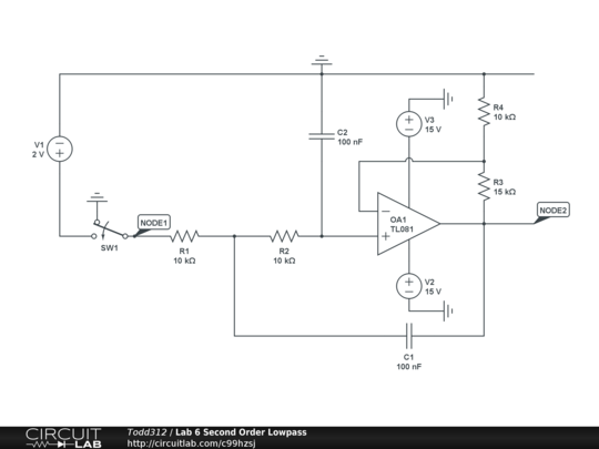 Lab 6 Second Order Lowpass - CircuitLab