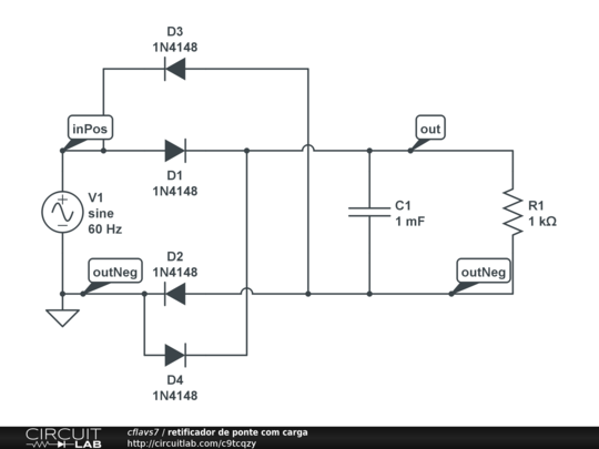 retificador de ponte com carga - CircuitLab