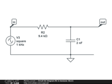 . Circuit de integrare RC în tensiune :R2,C1
