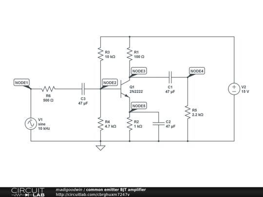 common emitter BJT amplifier - CircuitLab