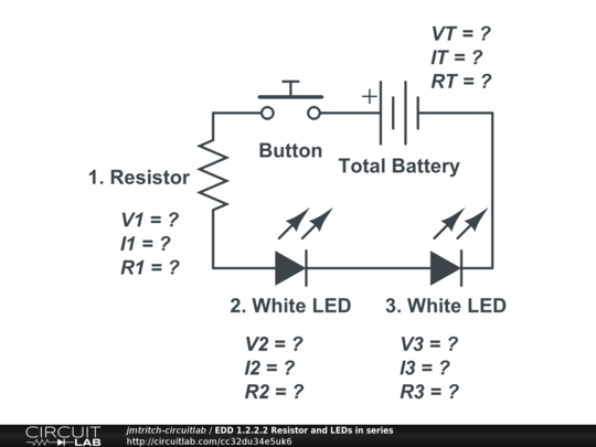 EDD 1.2.2.2 Resistor and LEDs in series - CircuitLab