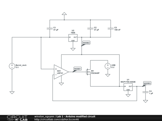 Lab 1 - Arduino modified circuit - CircuitLab