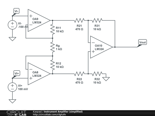 Instrument Amplifier (simplified) - CircuitLab