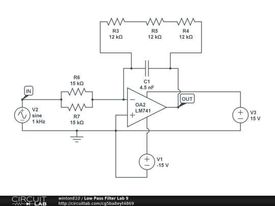 Low Pass Filter Lab 9 - CircuitLab