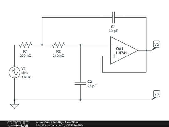 Lab High Pass Filter - CircuitLab