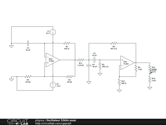 Oscillateur 53kHz essai - CircuitLab