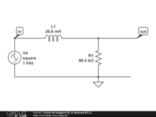 Circuit de integrare RL în tensiune:R1,L1