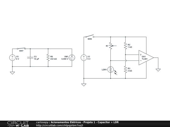 Acionamentos Elétricos - Projeto 1 - Capacitor + LDR - CircuitLab