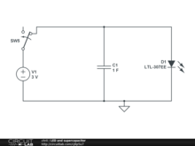 LED and supercapacitor