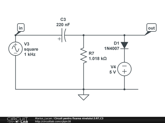 Circuit pentru fixarea nivelului:3:R7,C3 - CircuitLab