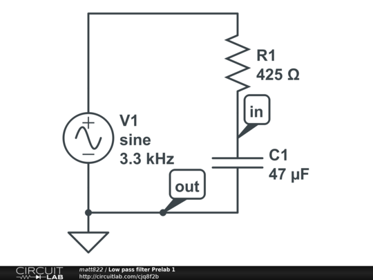 Low pass filter Prelab 1 - CircuitLab