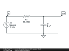 Circuit de integrare RC în tensiune :R1,C1