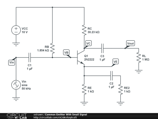 Common Emitter With Small Signal - CircuitLab