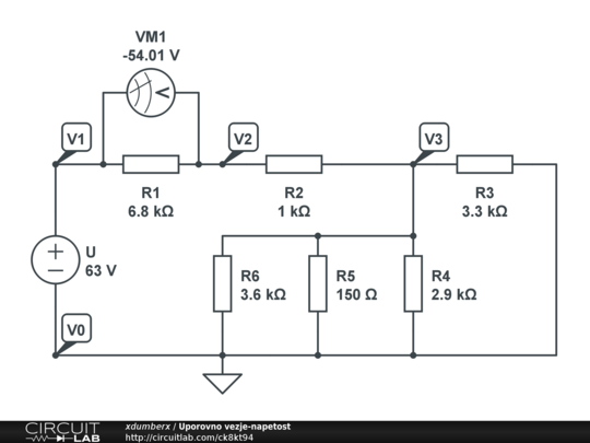 Uporovno vezje-napetost - CircuitLab