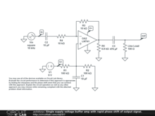 Single supply voltage buffer amp with rapid phase shift of output signal.