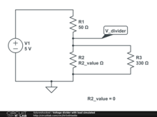 Voltage divider with load simulated