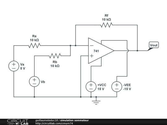 simulation sommateur - CircuitLab