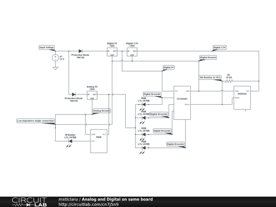 Analog and Digital on same board - CircuitLab