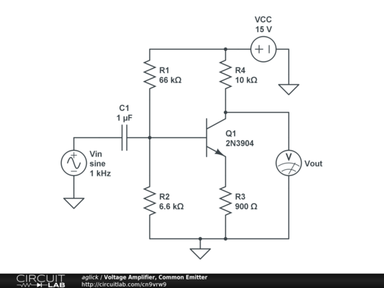 Voltage Amplifier, Common Emitter - CircuitLab