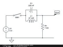 RLC Bandpass Circuit (DC, switch)