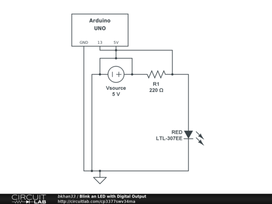 Blink An LED With Digital Output - CircuitLab