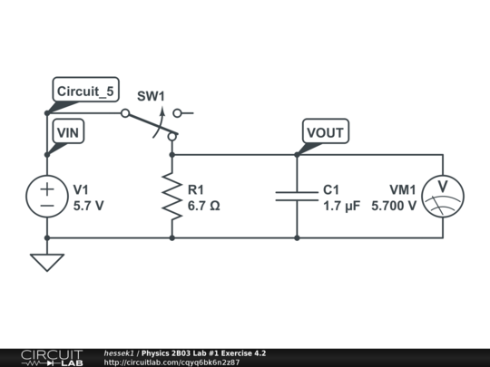 Physics 2B03 Lab #1 Exercise 4.2 - CircuitLab