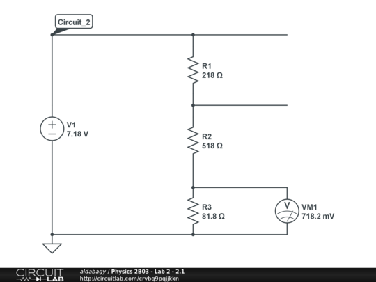 Physics 2B03 - Lab 2 - 2.1 - CircuitLab