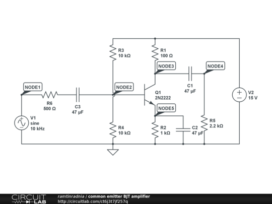 common emitter BJT amplifier - CircuitLab