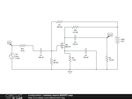 common source MOSFET amp - CircuitLab