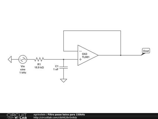 Filtro passe baixo para 150kHz - CircuitLab