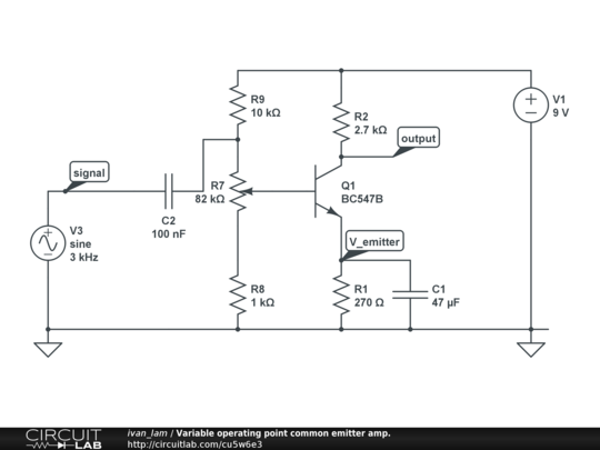 Variable operating point common emitter amp. - CircuitLab