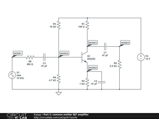 Part 2: common emitter BJT amplifier - CircuitLab